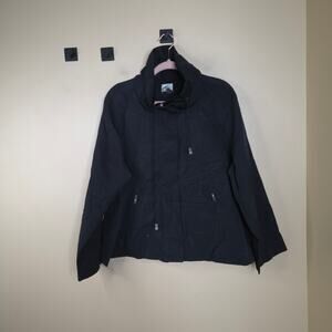 Vintage Chico's Full Zip Light Weight Jacket Drawstring Waist in Black Size 3/XL